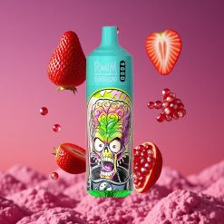 RandM Fumot Tornado 9000 Puffs Vaporizador Descartável Morango Romã com Bateria Recarregável de 850 mAh