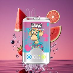 UWIN Crystal Twins 40000 Puffs Vape Descartável Melancia Gelo e Frutas Vermelhas com Sabor Duplo Distinto